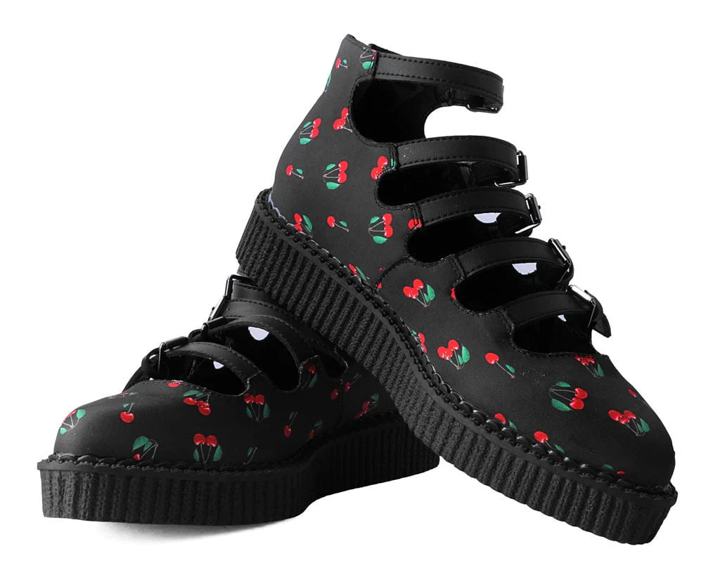 Black Cherry Print Multi-Strap Pointed Mary Jane - Image 3