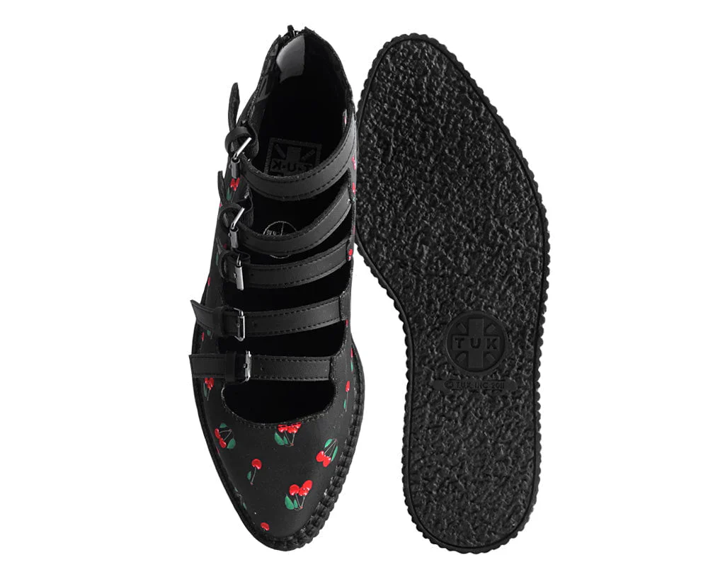 Black Cherry Print Multi-Strap Pointed Mary Jane - Image 4