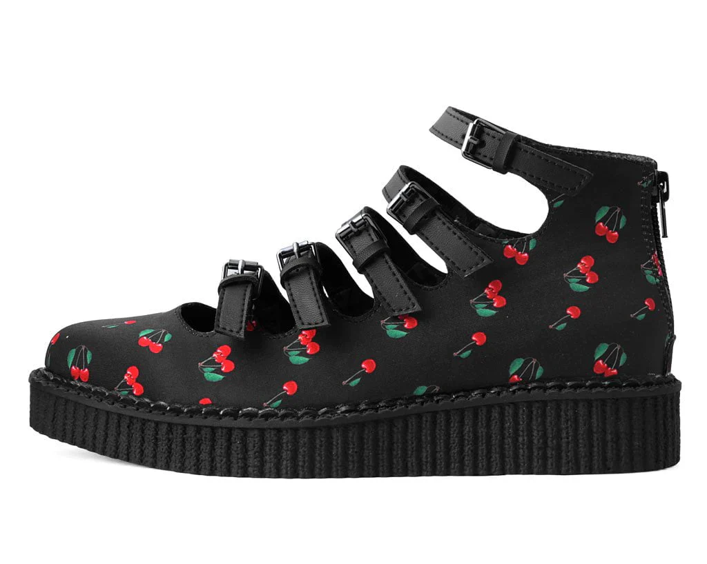 Black Cherry Print Multi-Strap Pointed Mary Jane - Image 5