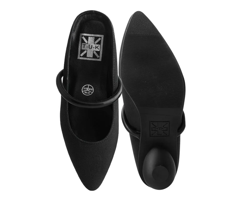 Black Faux Suede Ball Heel - Image 4
