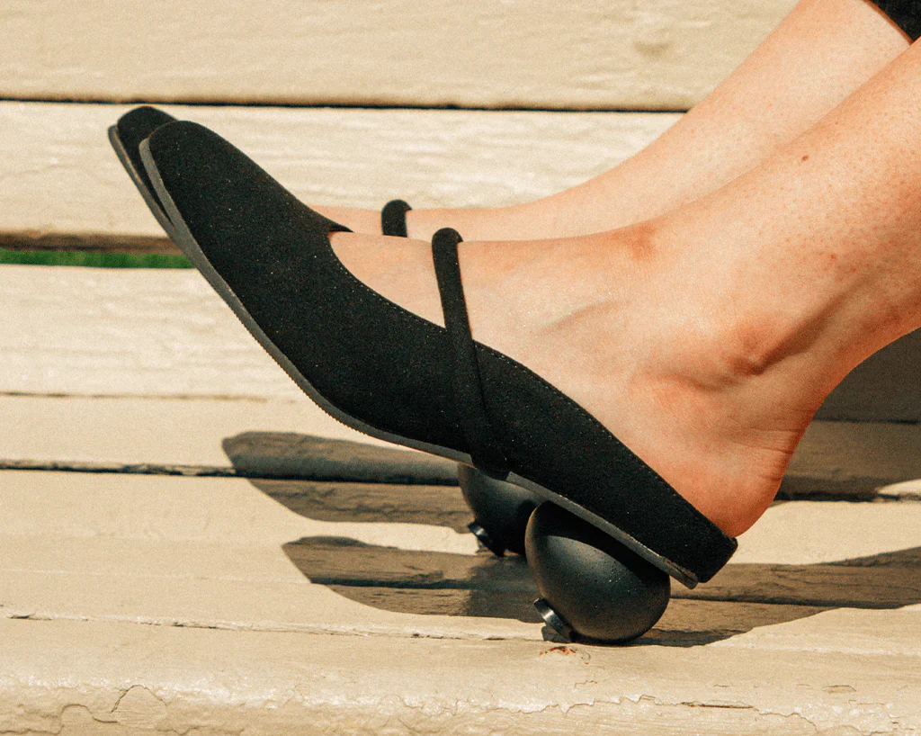 Black Faux Suede Ball Heel - Image 6