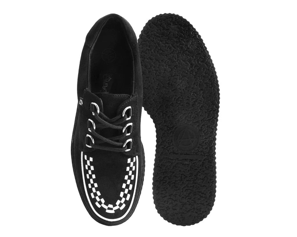 Black Faux Suede White Interlace Anarchic Creeper - Image 4