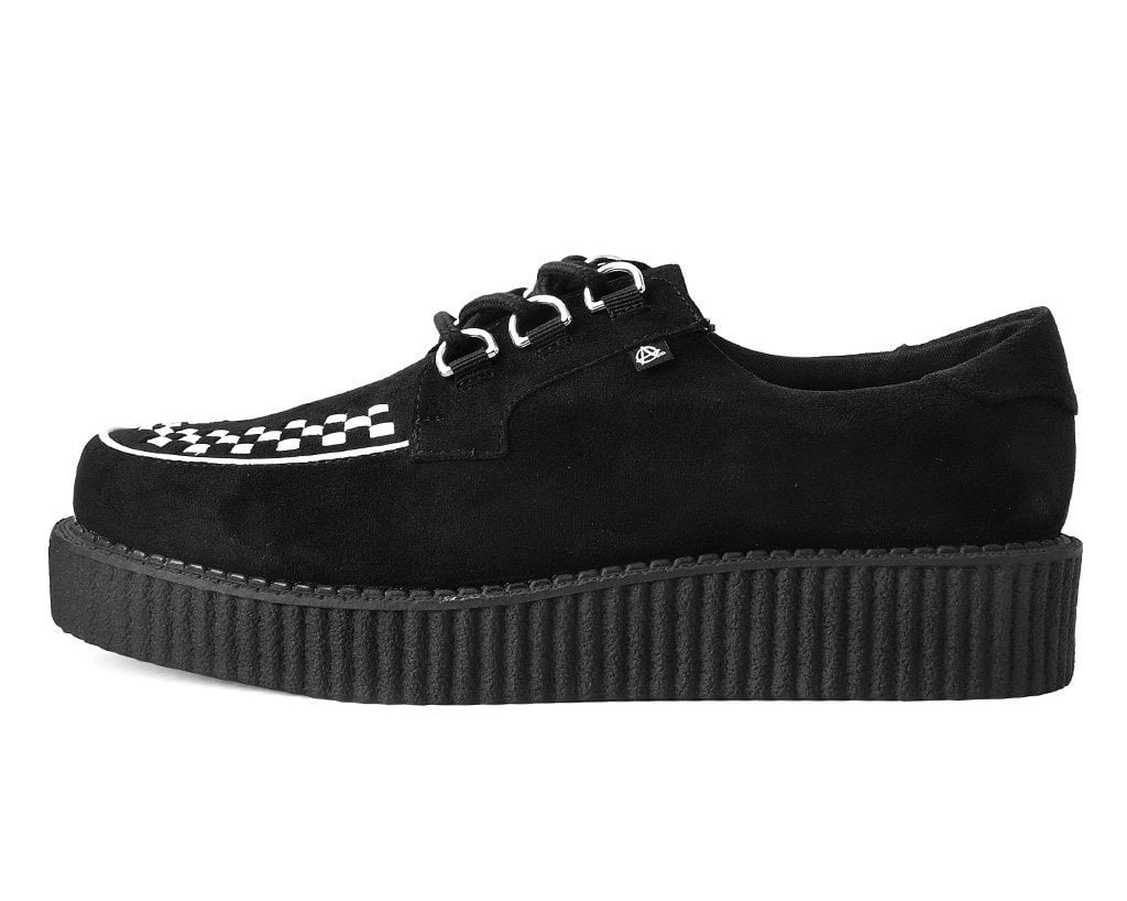 Black Faux Suede White Interlace Anarchic Creeper - Image 5