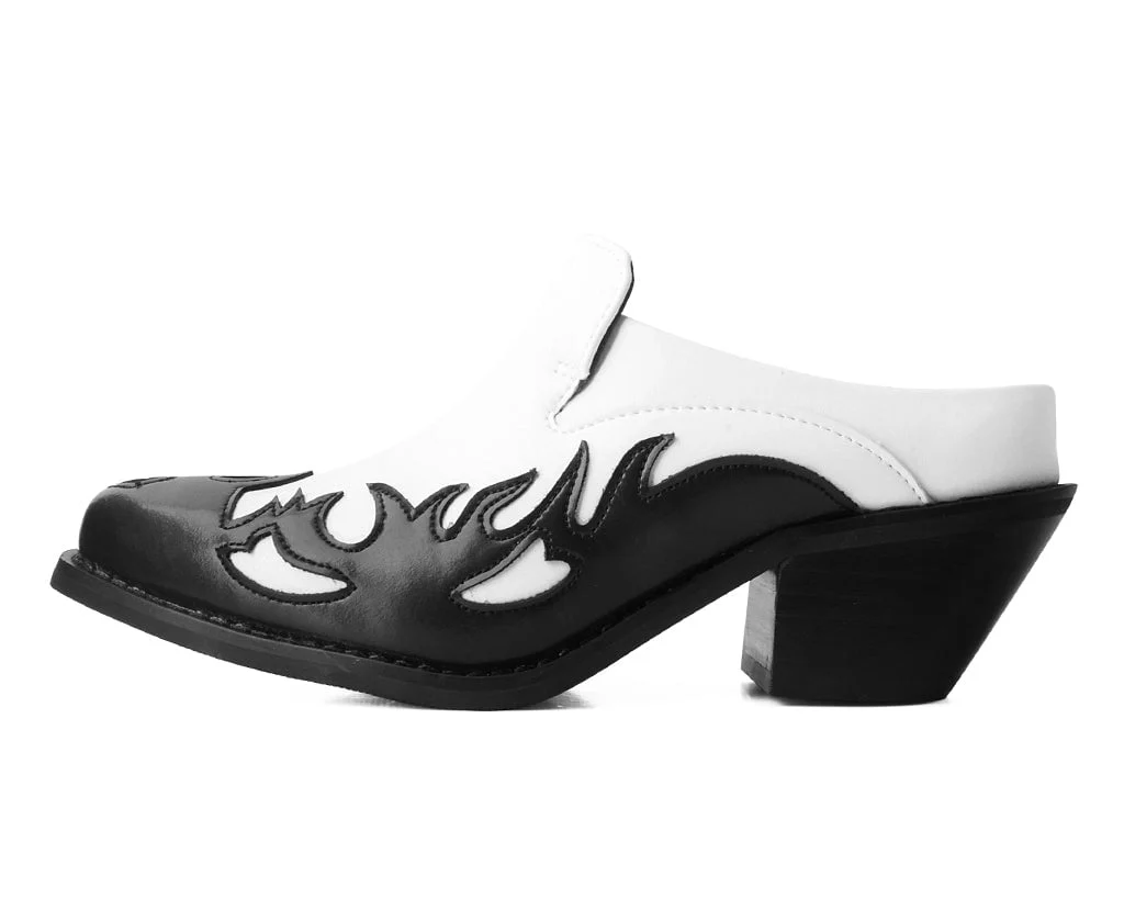 Black & White Flame Western Mule - Image 5