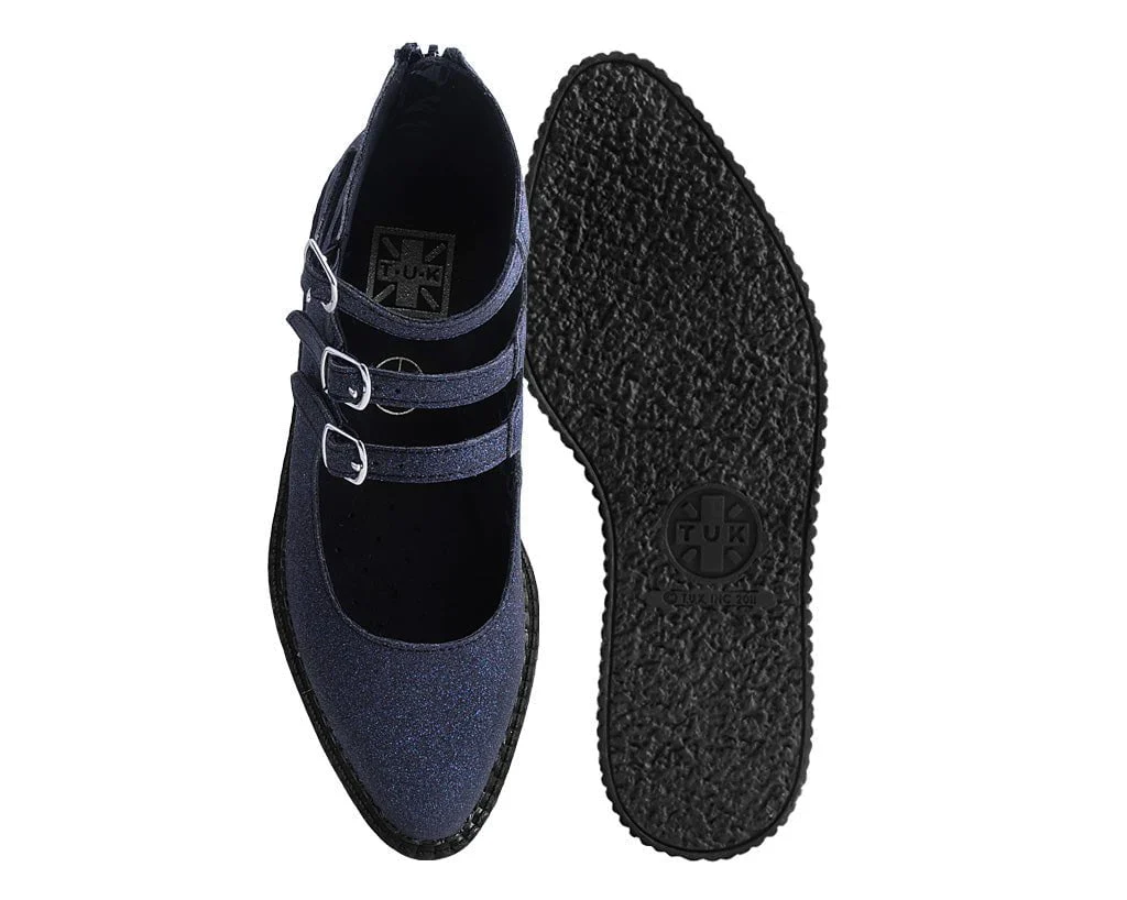 Black Glitter 3-Strap Pointed Mary Jane - Image 4
