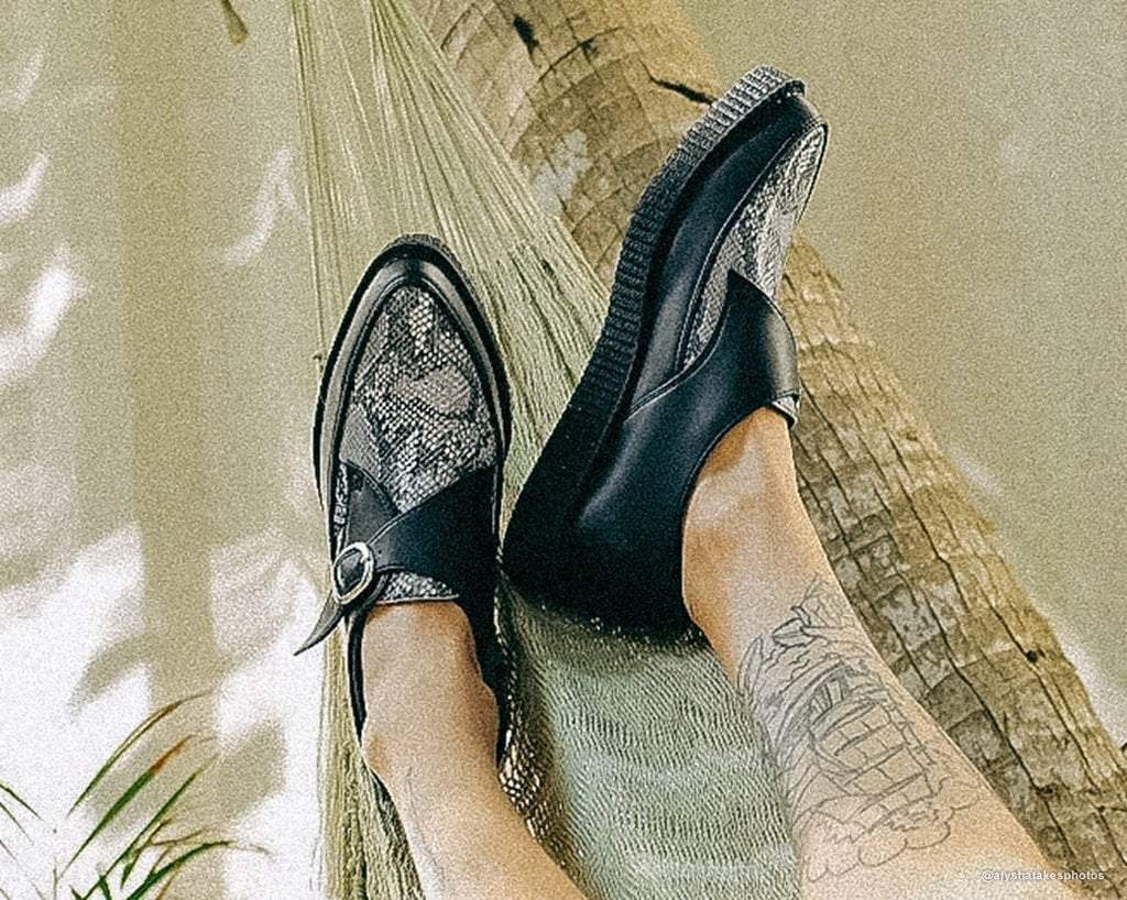 Black & Grey Snake Pointed Buckle Creeper - Image 7
