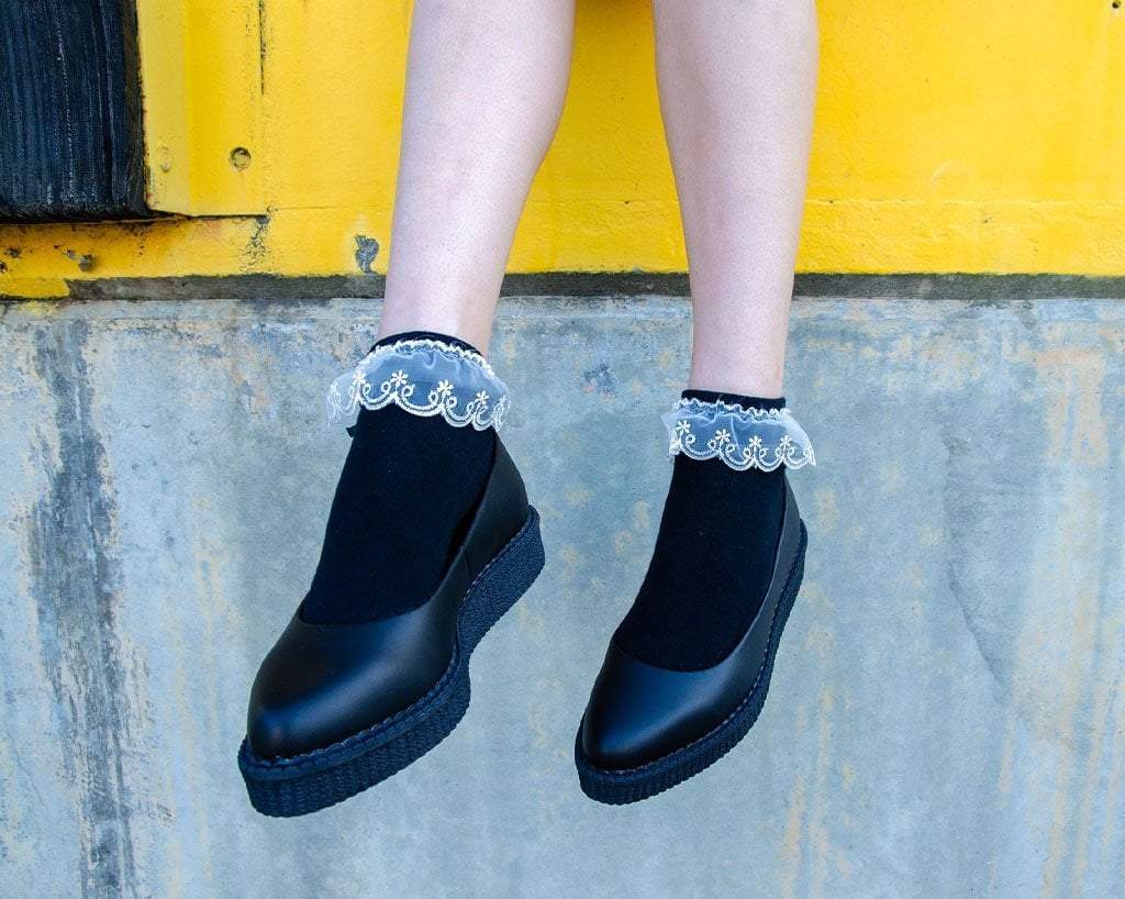 Women's Black Lace Eyelet Sock - Image 2