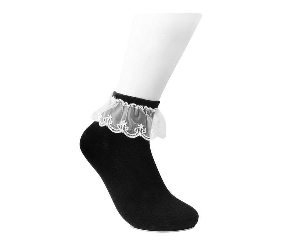 Women's Black Lace Eyelet Sock - Image 3