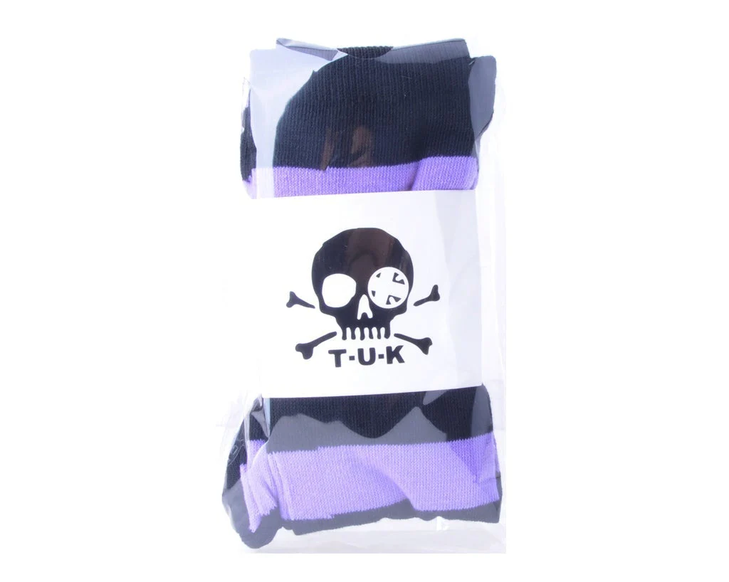 Black & Lavender Striped Thigh High Sock - Image 2