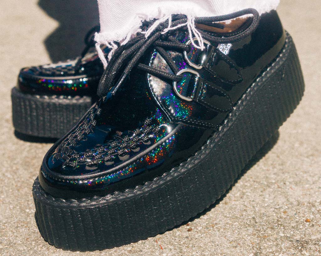 Black Metallic Sparkle D-Ring Mondo Creeper - Image 7