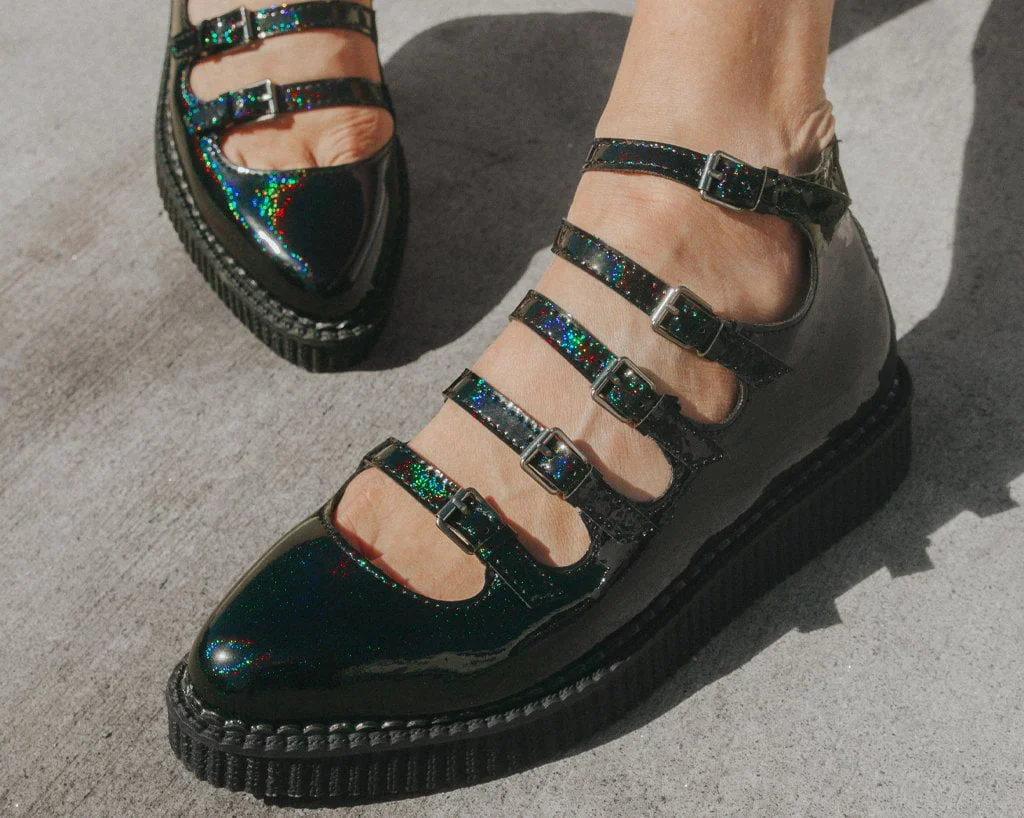 Black Metallic Sparkle Multi-Strap Mary Jane - Image 2
