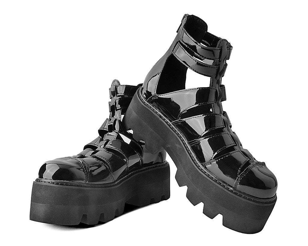 Black Patent Gladiator Dino Lug Sandal - Image 3