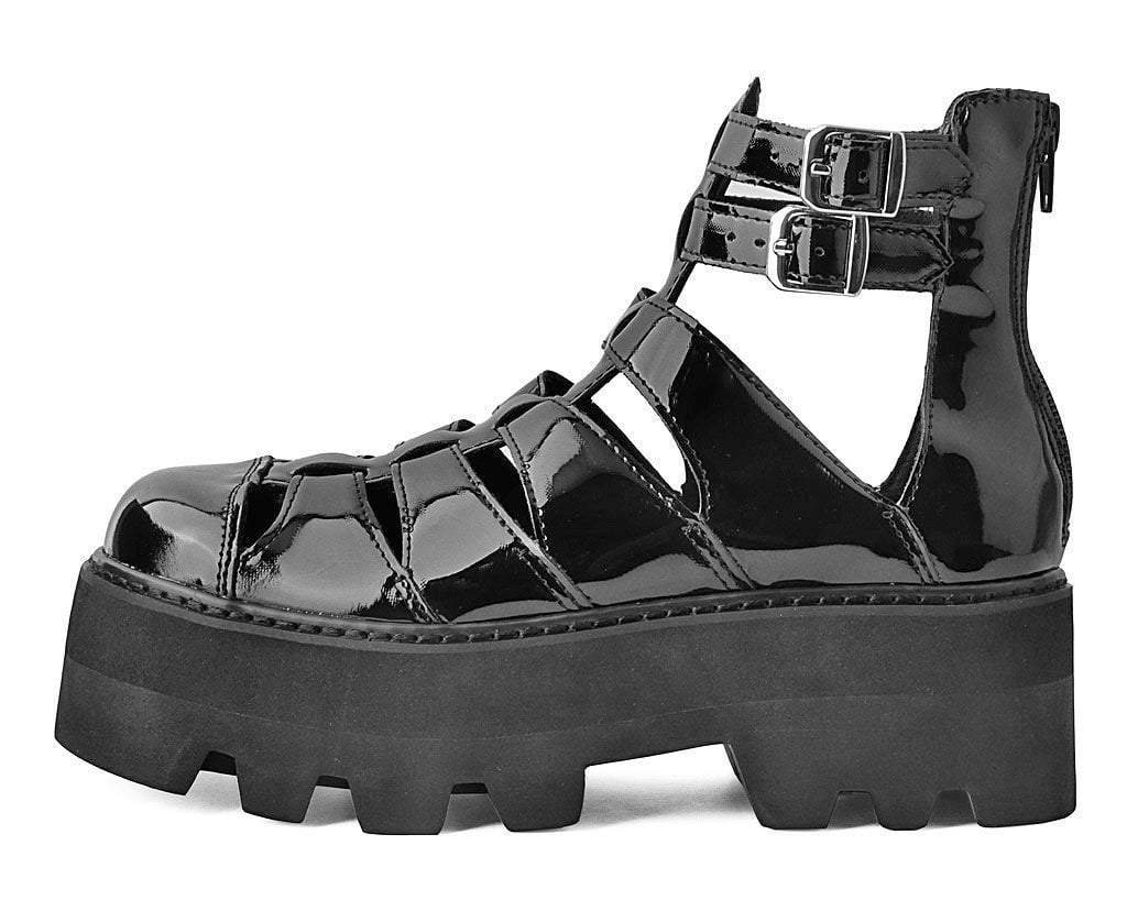 Black Patent Gladiator Dino Lug Sandal - Image 4