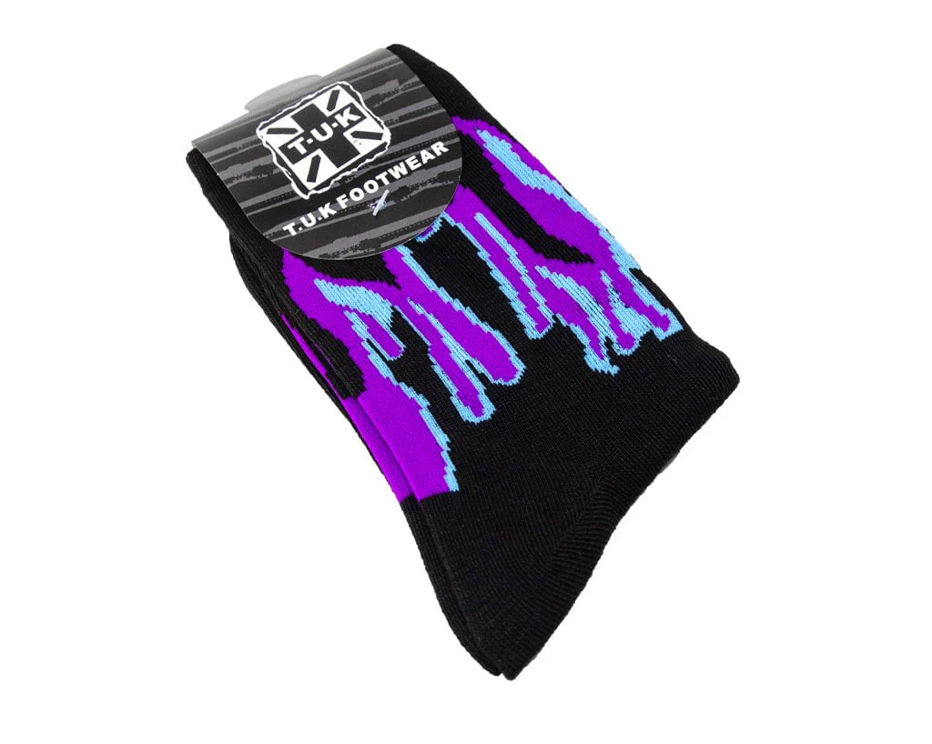 Black Purple & Grey Flame Socks - Image 2