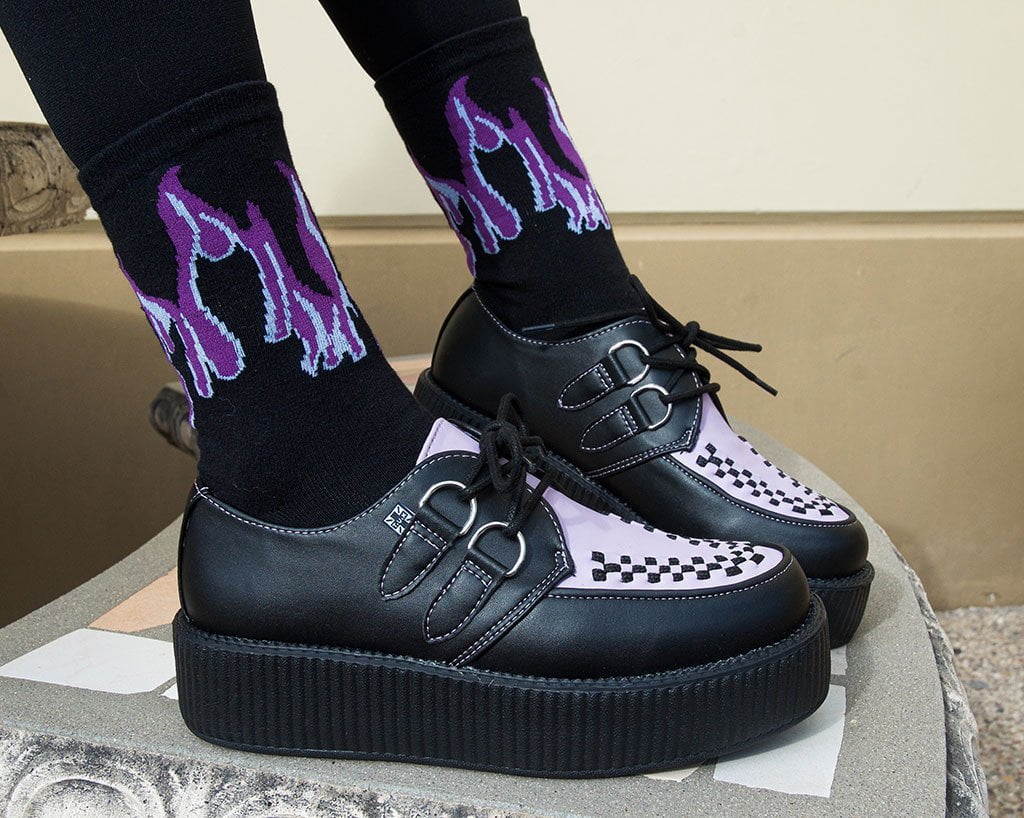 Black Purple & Grey Flame Socks - Image 3