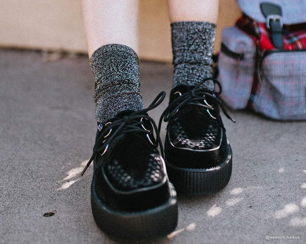 Black Sparkly Metallic Sock - Image 2