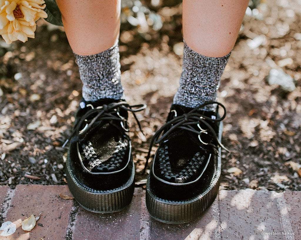 Black Sparkly Metallic Sock - Image 6