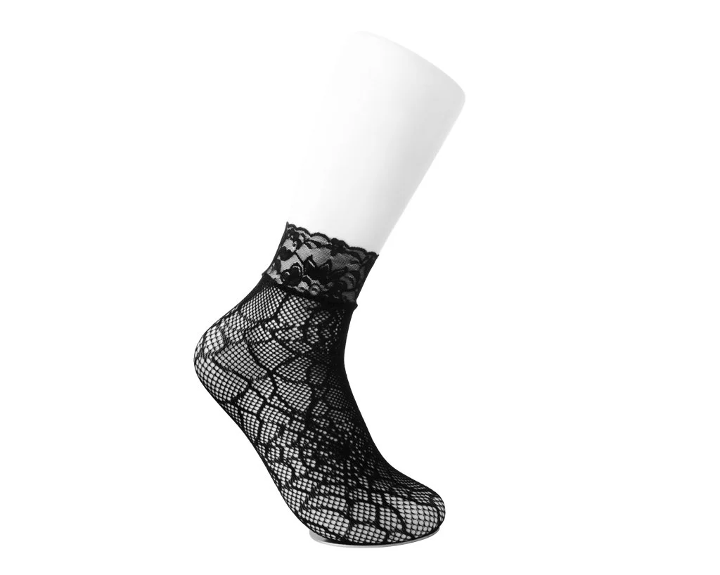 Black Spiderweb Lace Crew Sock - Image 3