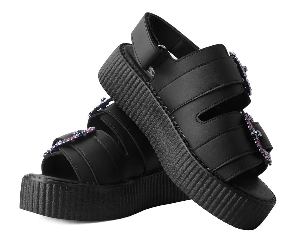 Black TUKskin™ 2-Buckle Diamond Sandal - Image 3