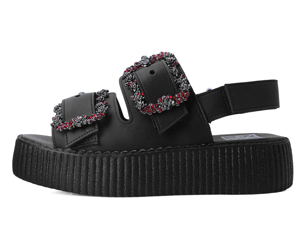 Black TUKskin™ 2-Buckle Diamond Sandal - Image 5