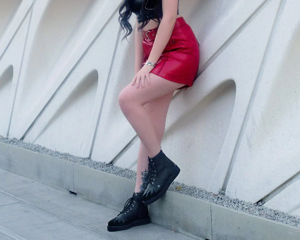 Black TUKskin™ & Patent Flame 7-Eye Pointed Boot - Image 6