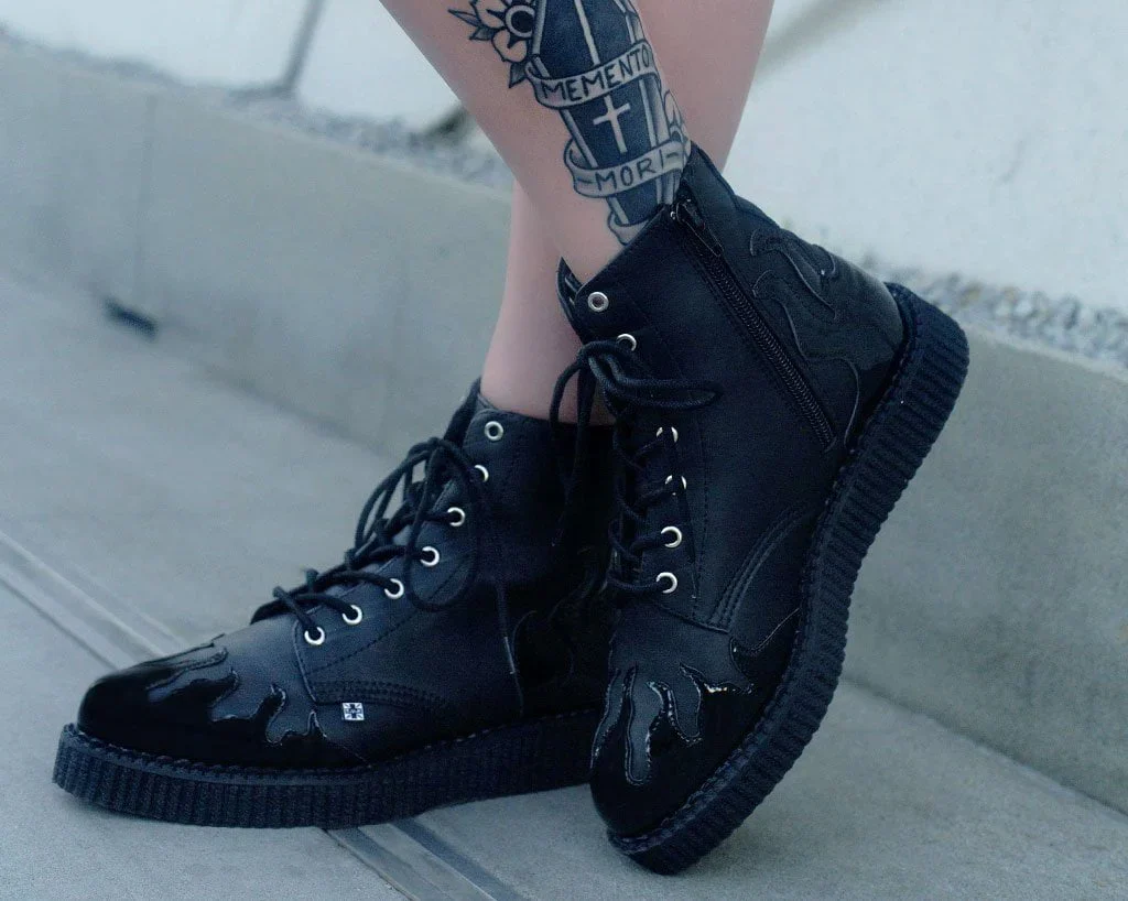Black TUKskin™ & Patent Flame 7-Eye Pointed Boot - Image 8