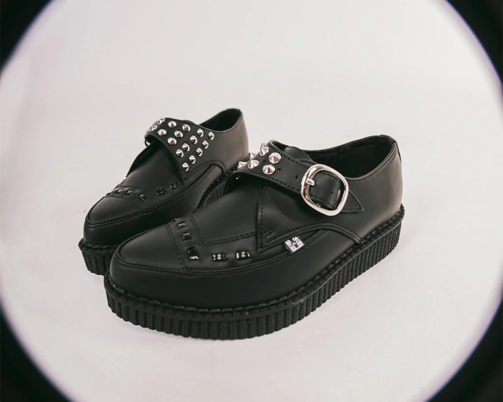 Black TUKskin™ Studded Buckle Pointed Creeper - Image 2