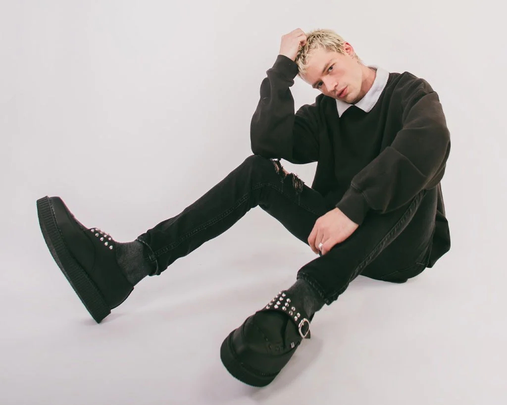 Black TUKskin™ Studded Buckle Pointed Creeper - Image 7