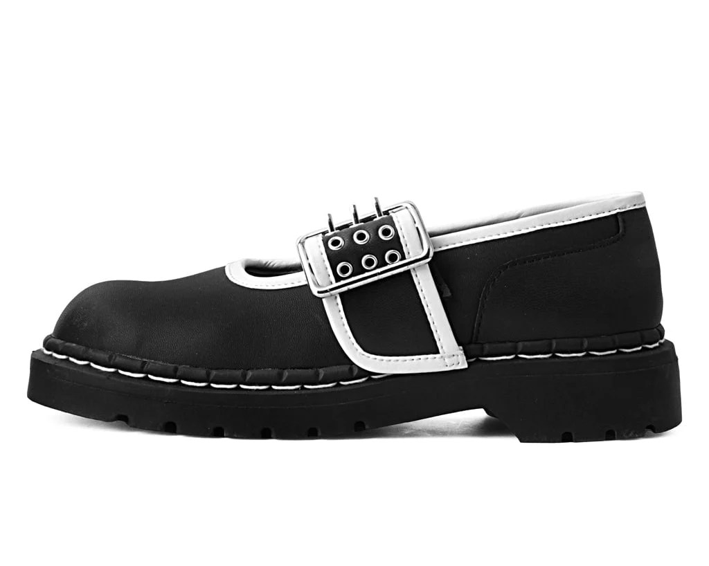 Black TUKskin™ White Trim 3-Prong Anarchic Mary Jane - Image 5