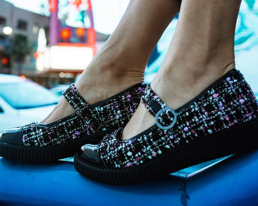 Black Tweed Pointed Mary Jane - Image 2