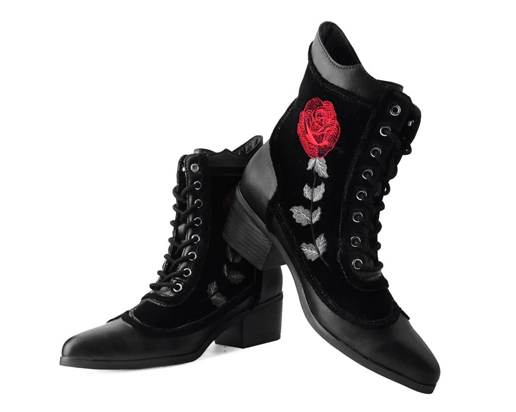 Black Victorian 8-Eye Rose Pointed Anarchic Heel - Image 3
