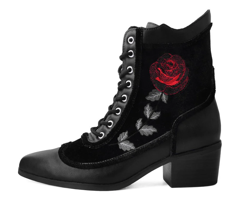 Black Victorian 8-Eye Rose Pointed Anarchic Heel - Image 5