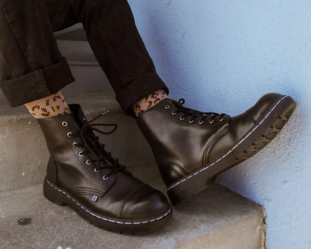 Black Waxy 7-Eye Capped Toe Boot - Image 2