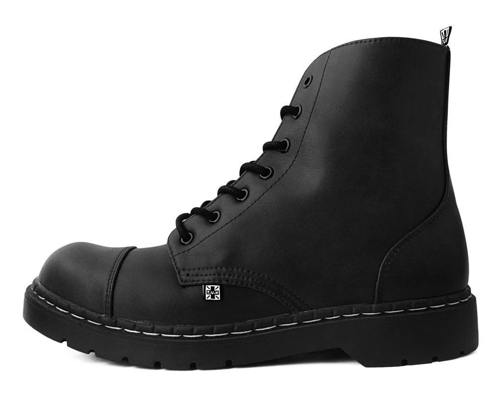 Black Waxy 7-Eye Capped Toe Boot - Image 5