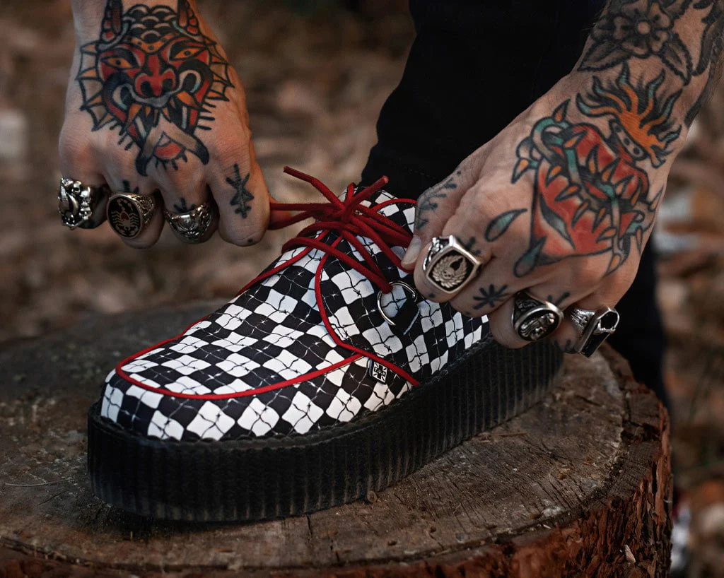 Black & White Checkered Barbwire Viva Mondo Creeper - Image 2