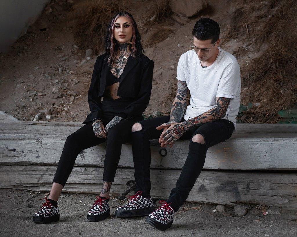 Black & White Checkered Barbwire Viva Mondo Creeper - Image 6