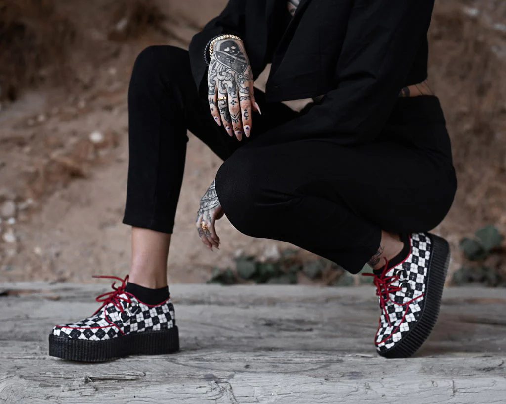 Black & White Checkered Barbwire Viva Mondo Creeper - Image 7