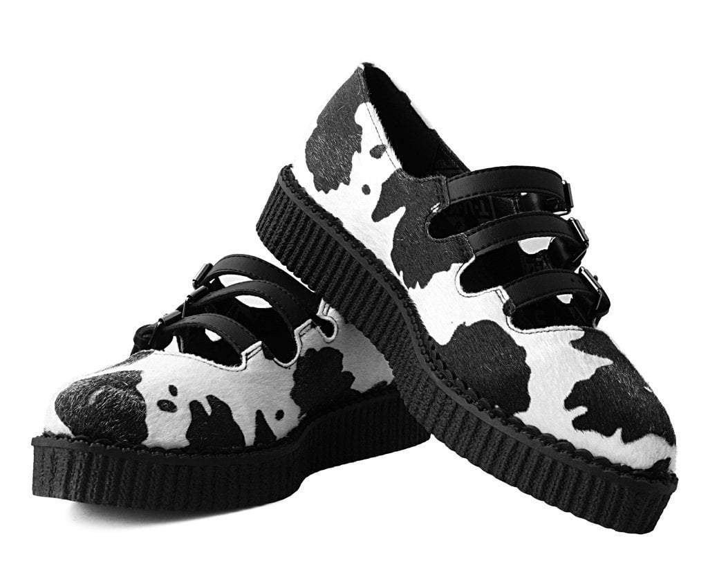Black & White Cow Print 3-Strap Pointed Mary Jane - Image 3