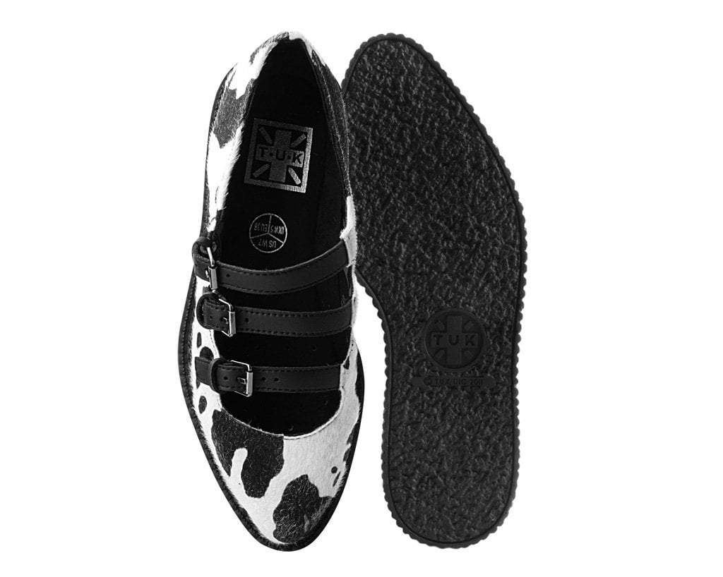 Black & White Cow Print 3-Strap Pointed Mary Jane - Image 4