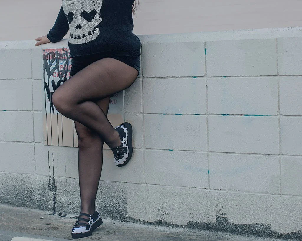 Black & White Cow Print 3-Strap Pointed Mary Jane - Image 6