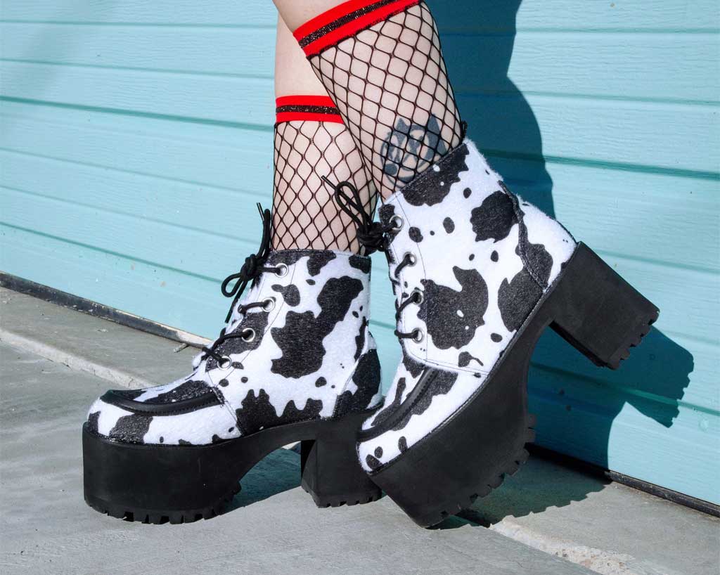 Black & White Cow Print Nosebleed Boot - Image 2