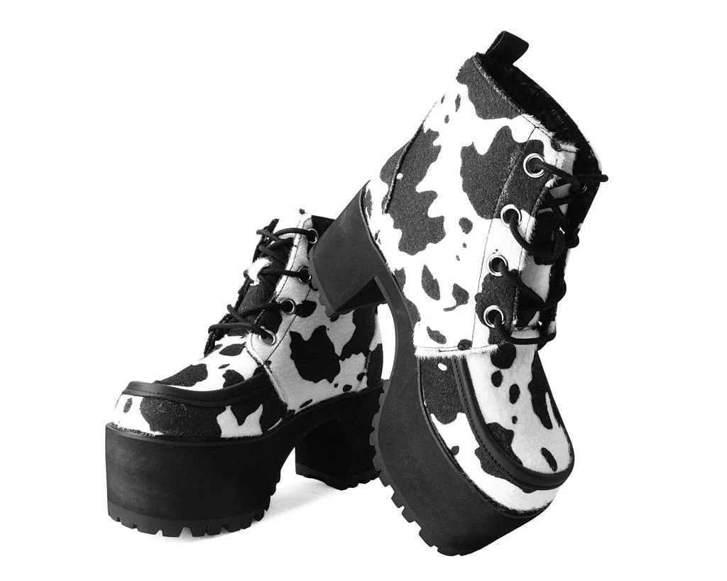Black & White Cow Print Nosebleed Boot - Image 3