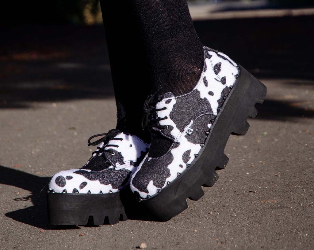 Black & White Cow Print Open Top Dino Lug - Image 6