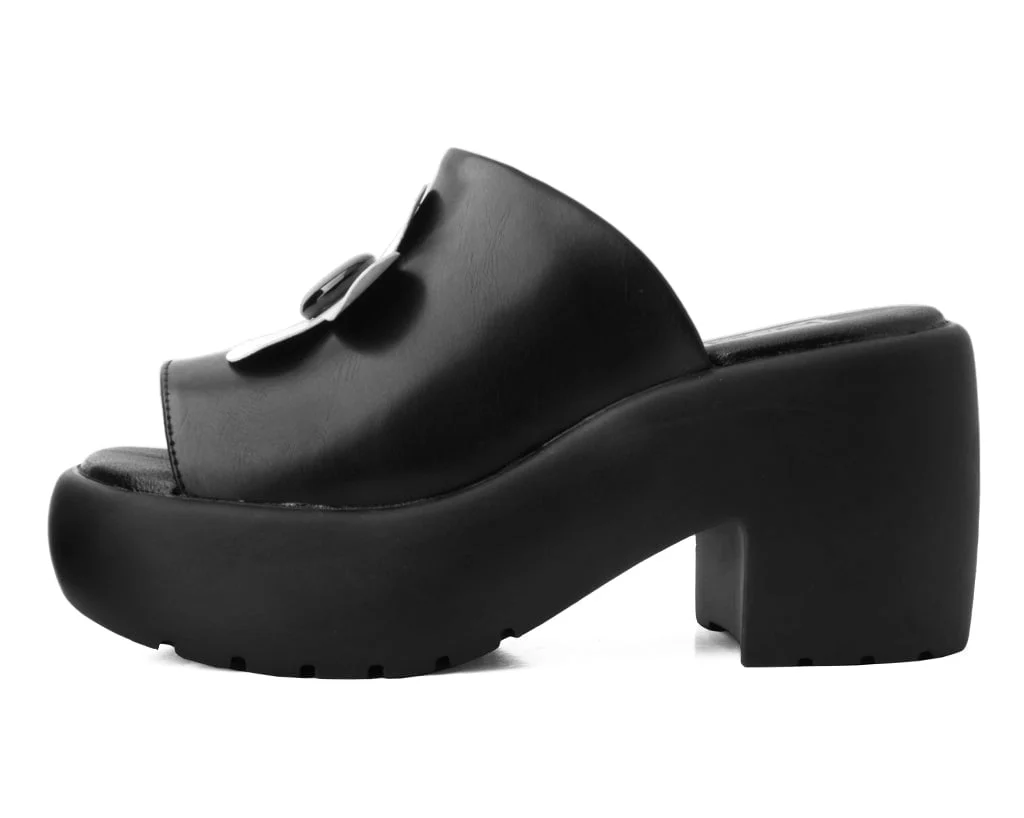 Black & White Daisy Bubble Mule - Image 5