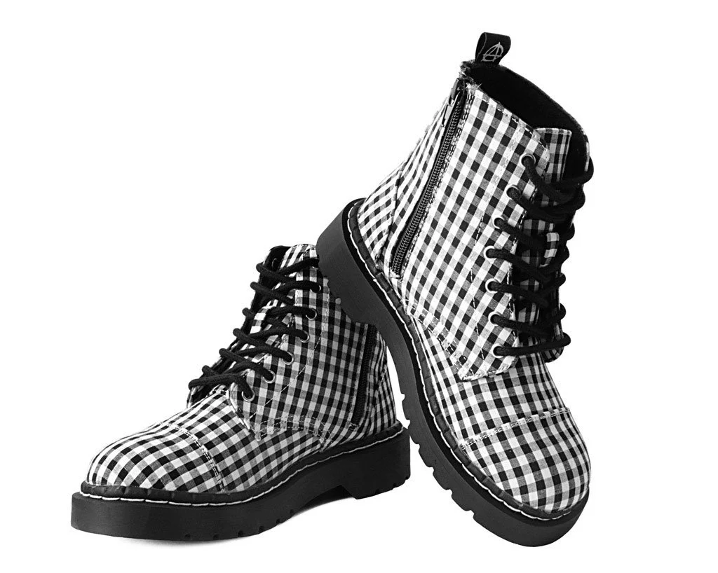 Black & White Gingham 7-Eye Anarchic Boot - Image 3