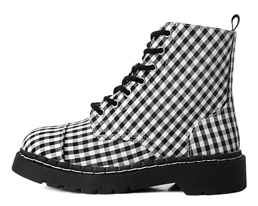Black & White Gingham 7-Eye Anarchic Boot - Image 4