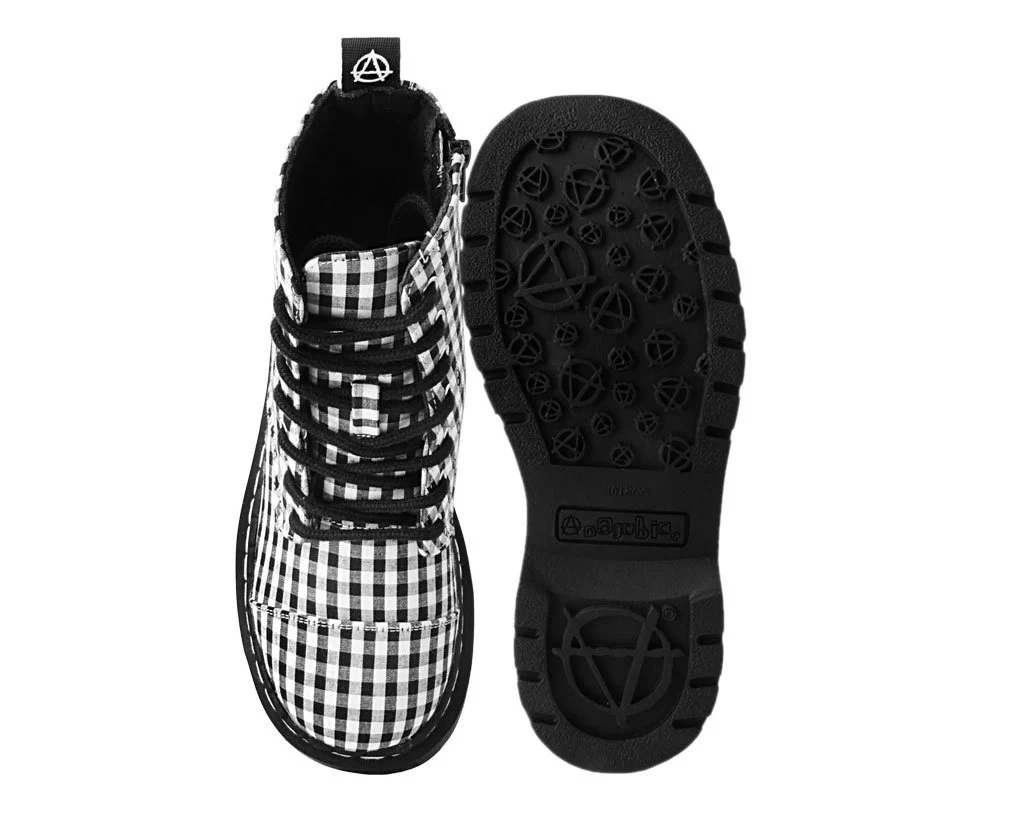 Black & White Gingham 7-Eye Anarchic Boot - Image 5