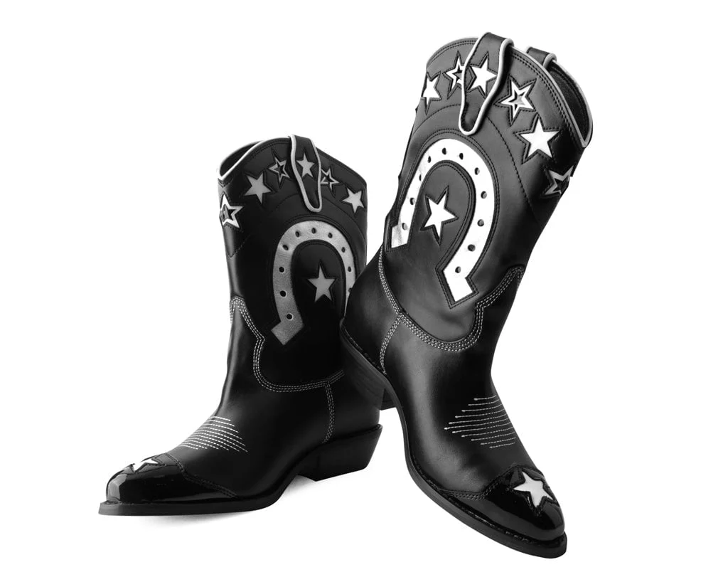 Black & White Horseshoe Star Western Boot - Image 3