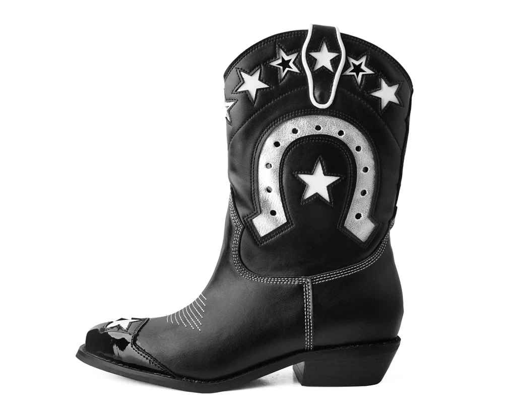 Black & White Horseshoe Star Western Boot - Image 5
