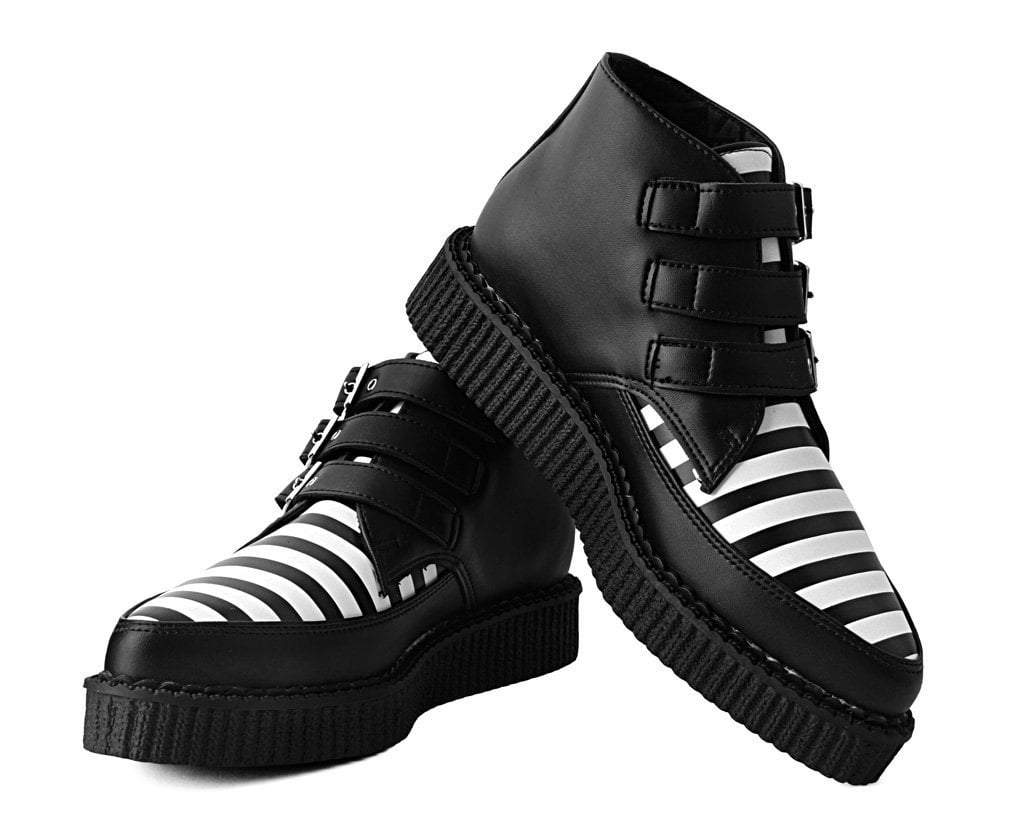 Black & White Stripe 3-Buckle Pointed Boot - Image 3